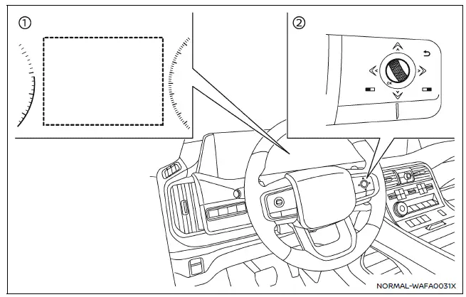 Nissan Armada driver assistance settings display and steering wheel controls
