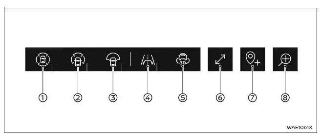 Nissan Armada screen icons for Around View Monitor system controls