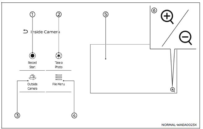 Nissan Armada in-car camera menu interface on touchscreen display