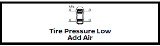 Nissan Armada tire pressure low warning indicator icon