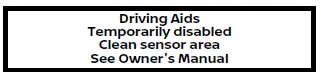 Nissan Armada clean sensor area warning for camera and radar systems