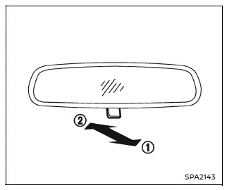 Nissan Armada inside mirror tilt and angle adjustment close-up