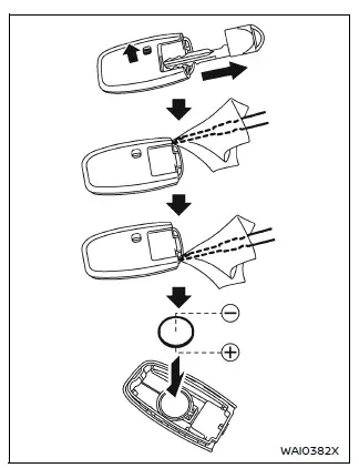 Nissan Armada Intelligent Key battery replacement procedure illustration