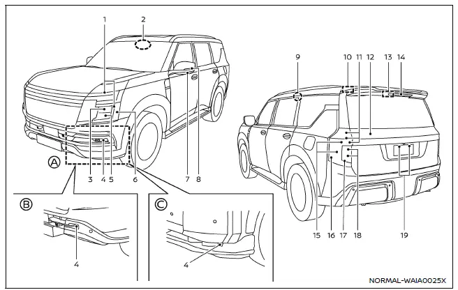 Nissan Armada exterior and interior lighting system overview diagram