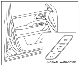 Nissan Armada memory seat control buttons SET 1 2 on driver door panel
