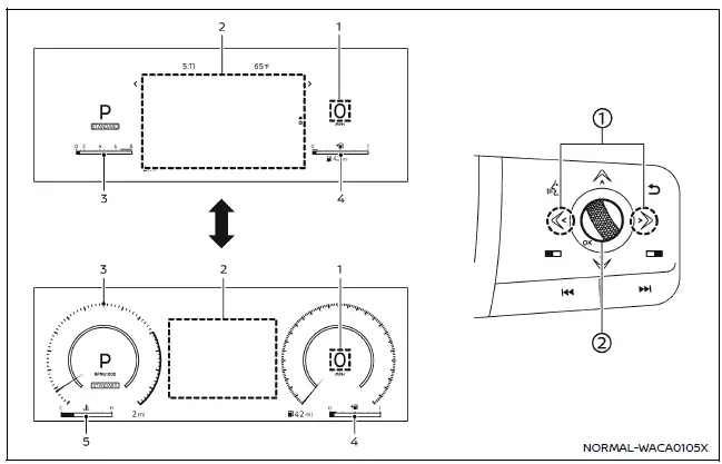Nissan Armada customizable instrument display layout