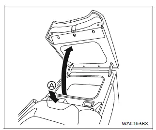 Nissan Armada center console storage box with lid open