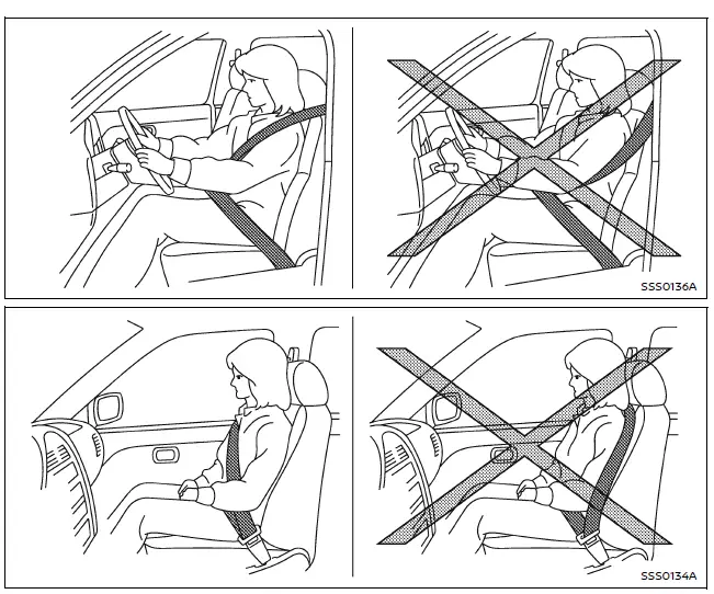 Nissan Armada correct seat belt positioning diagram with driver posture