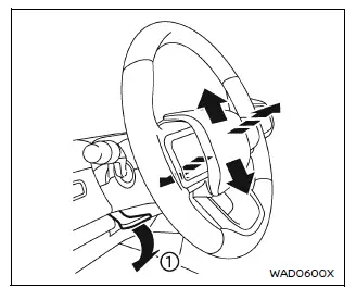 Nissan Armada manual steering wheel adjustment lever tilt and telescopic control