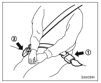 Nissan Armada center seat belt buckle identification