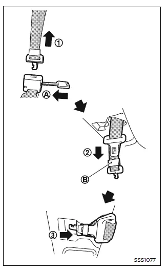 Nissan Armada correct seat belt fastening sequence for center seat