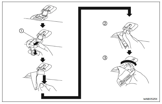 Nissan Armada third row seat belt stowing procedure