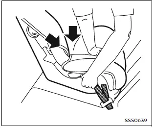 Nissan Armada rear facing child seat tightening process step 3