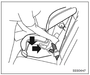 Nissan Armada tightening forward facing child seat latch installation step 4