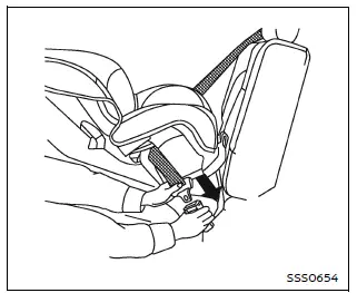 Nissan Armada routing seat belt through child restraint step 2