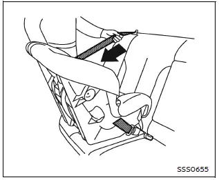Nissan Armada activating ALR mode by pulling seat belt step 3
