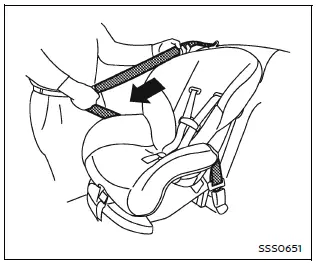 Nissan Armada activating ALR mode for forward facing child seat step 4