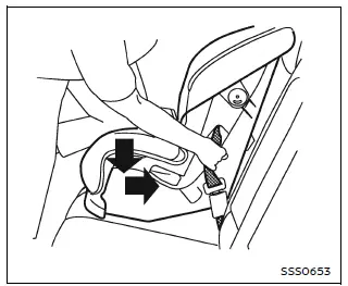 Nissan Armada tightening seat belt removing slack forward facing child seat step 6
