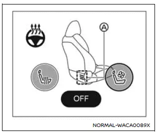 Nissan Armada ventilated seats control interface on touchscreen