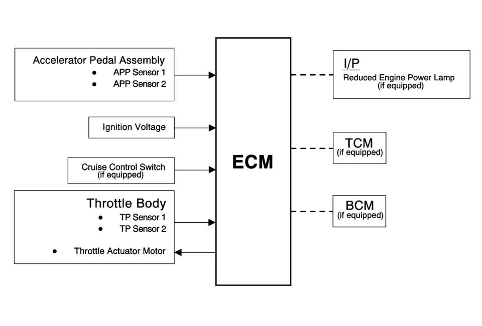 The engine control module (ECM) is the control center for the throttle actuator